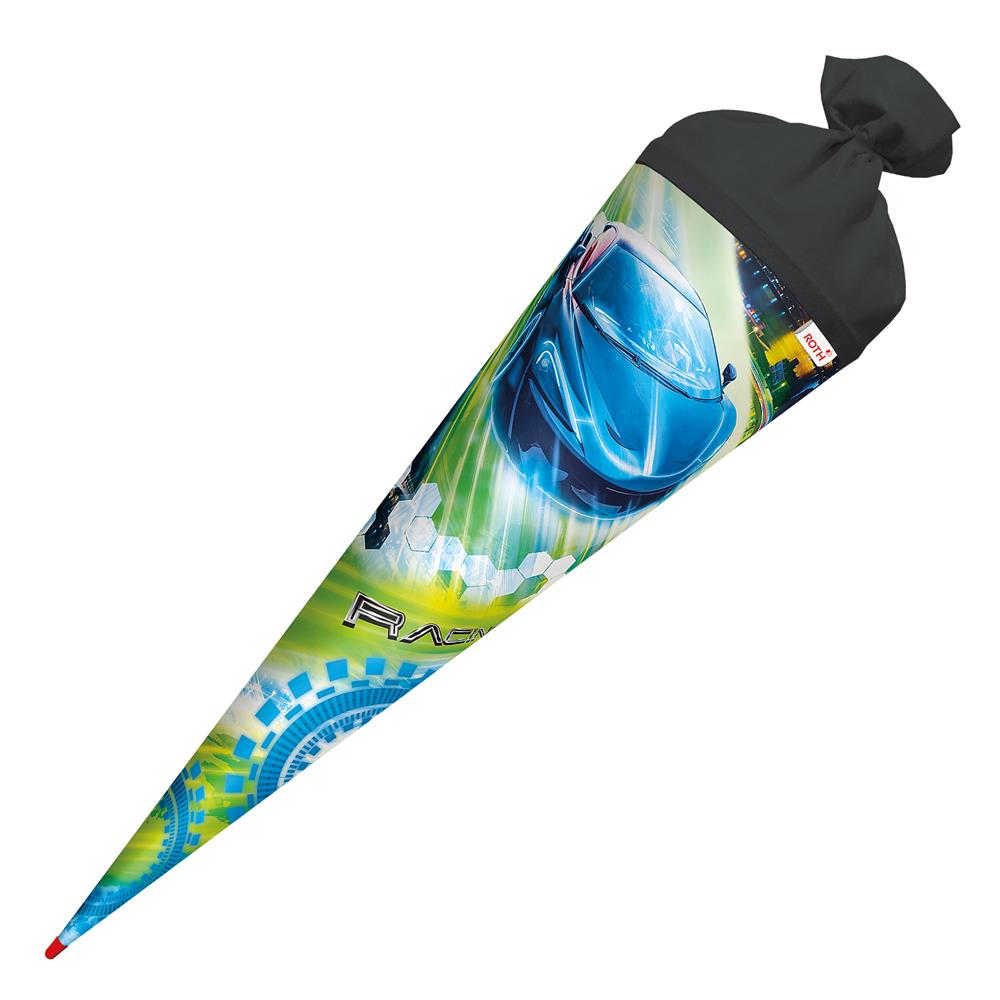 Roth Schultüte Racing, 70cm, rund, Rot(h)-Spitze, Filzverschluss