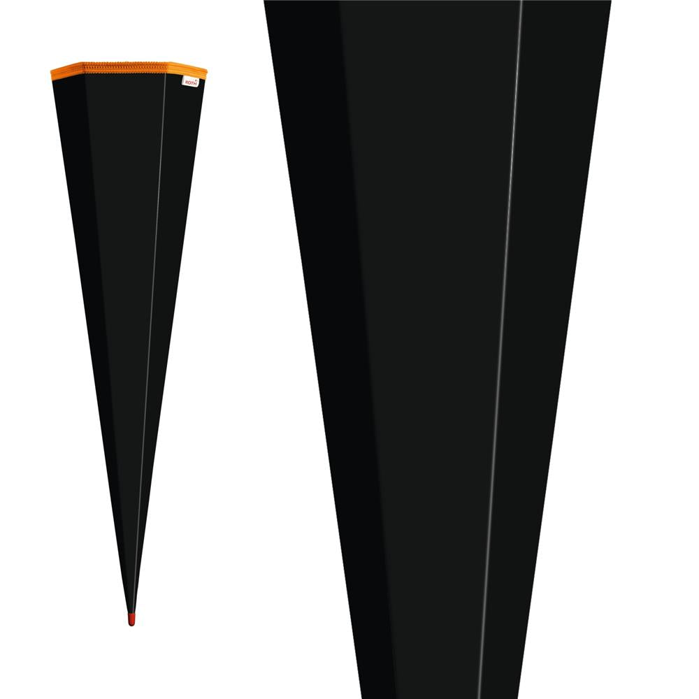 Roth Schultüte-Rohling/Basteltüte, schwarz, 85cm, eckig, Rot(h)-Spitze, ohne Verschluss