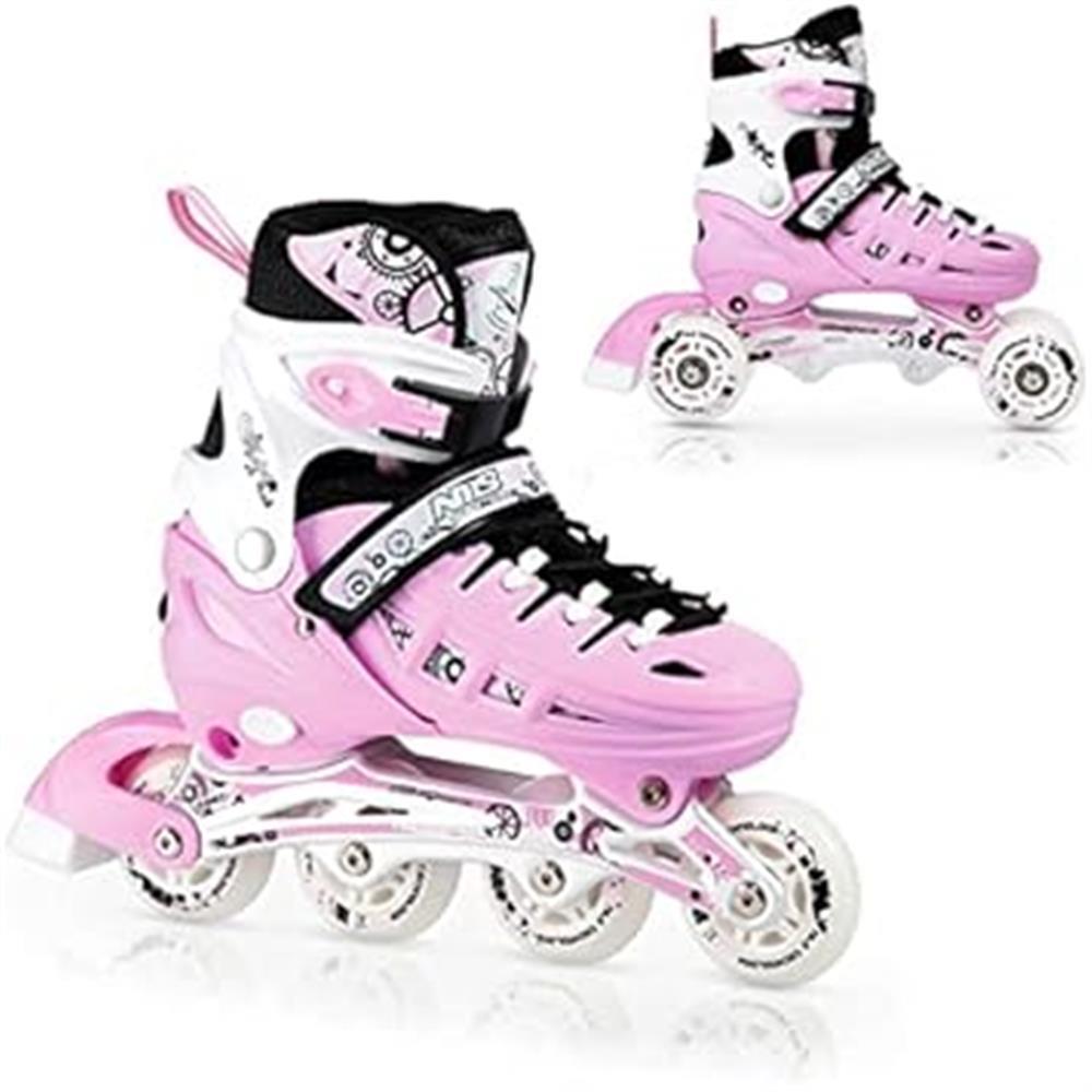 4in1 Inliner Schlittschuhe Rollschuhe Gr. 31-34, Rosa, verstellbar | NILS EXTREME NH10905