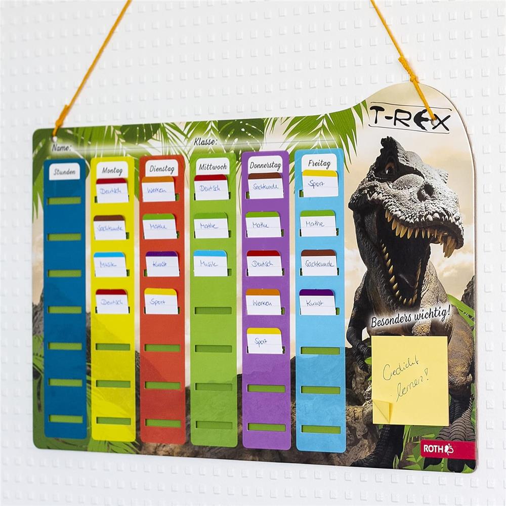 Roth Klipp&Klar Stundenplan Steck Fix, Dinosaurier Tyrannosaurus, A3, Kinder-Wochenplan
