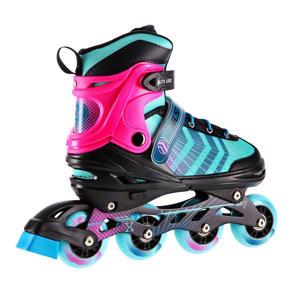4in1 Inliner Schlittschuhe Rollschuhe Gr. 39-43, Schwarz-Violett, verstellbar | NILS EXTREME NH18192A