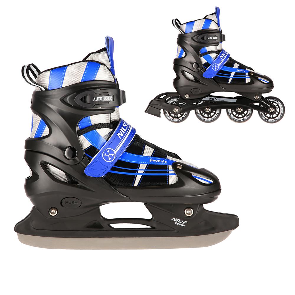 2in1 Inliner Schlittschuhe Gr. 39-43, Dunkelblau, verstellbar | NILS EXTREME NH18366A