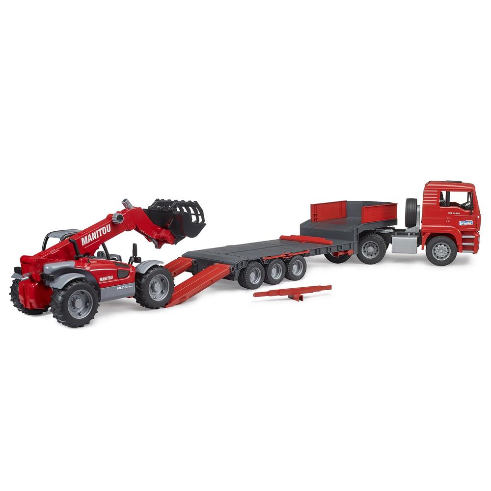 Bruder 02774 - MAN TGA Tieflader und Manitou Teleskoplader MLT 633