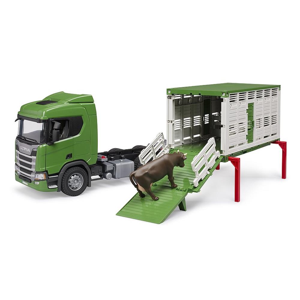 Bruder 03548 - Scania Super 560R Tiertransport-LKW mit 1 Rind, 1:16