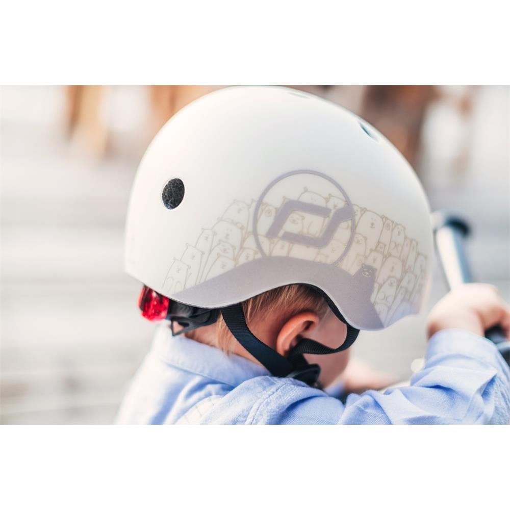 Scoot & Ride Reflektierender Kinderhelm Größe XXS-S (45-51 cm) ash - mit LED-Licht
