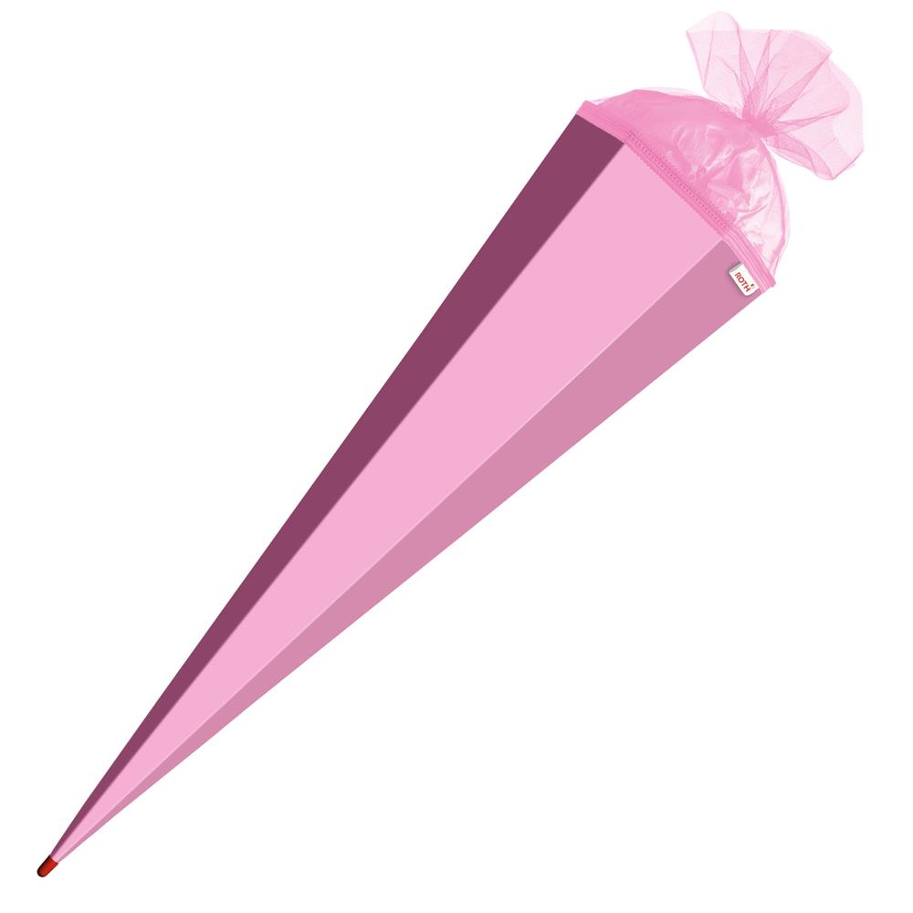 Roth Schultüte-Rohling/Basteltüte, rosa, 85cm, eckig, Rot(h)-Spitze, mit Tüllverschluss