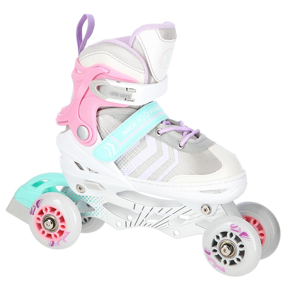 4in1 Inliner Schlittschuhe Rollschuhe Gr. 34-38, Rosa, verstellbar | NILS EXTREME NH18192