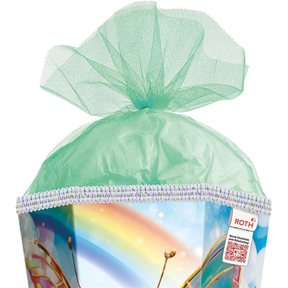 Roth Schultüte Rainbow Butterfly, 85cm, eckig, Rot(h)-Spitze, Tüllverschluss, Glitzerborte, mit Sound