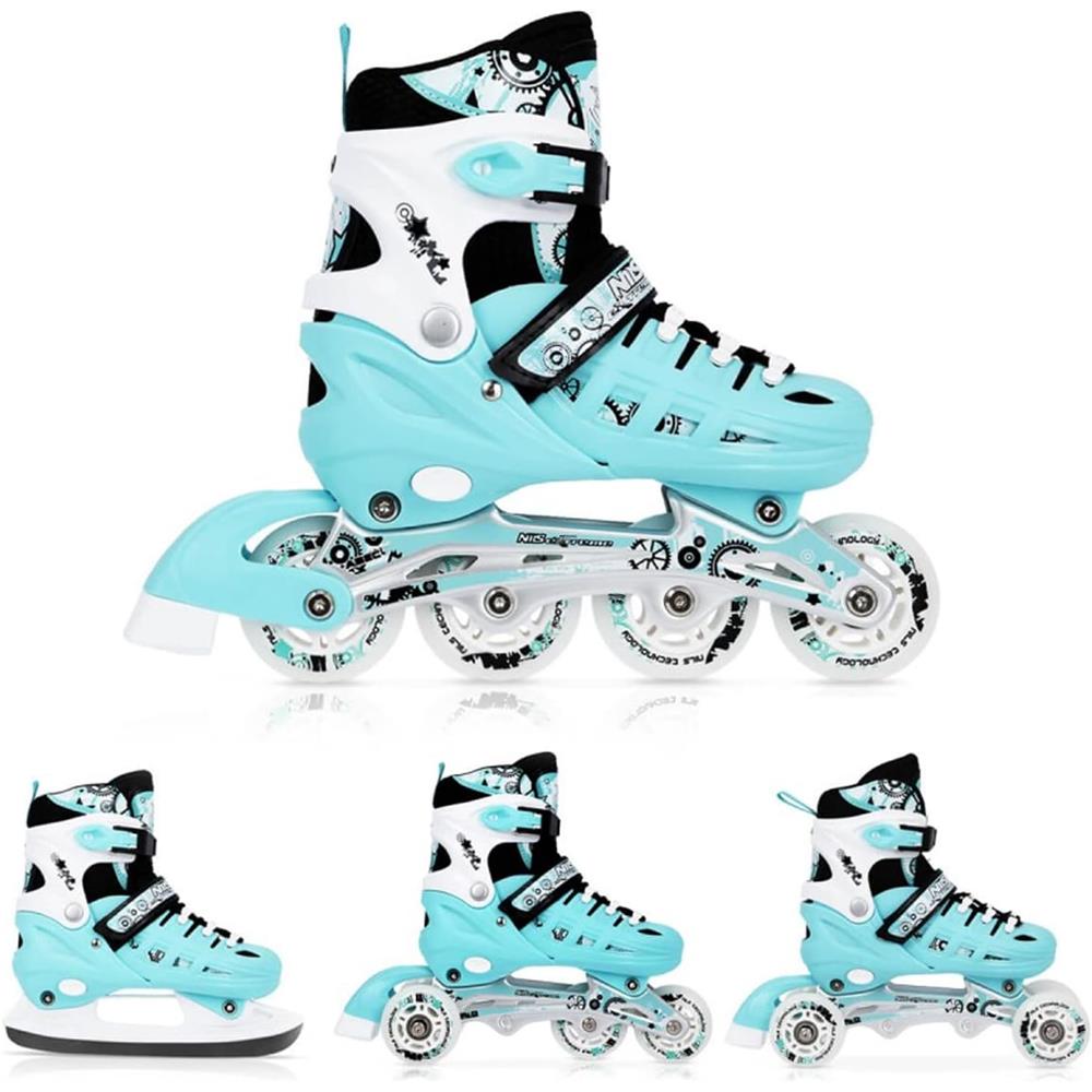 4in1 Inliner Schlittschuhe Rollschuhe Gr. 31-34, Minzgrün, verstellbar | NILS EXTREME NH10905