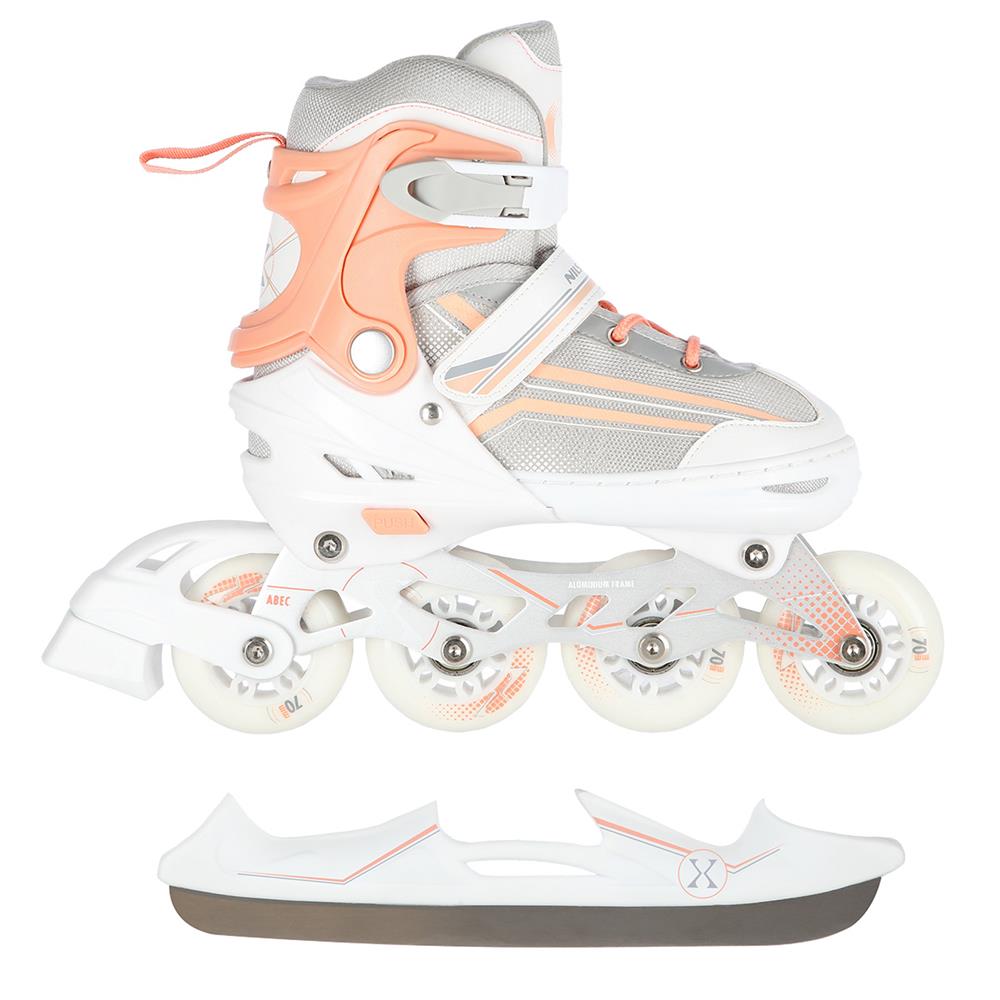 2in1 Inliner Schlittschuhe Gr. 29-33, Weiß-Rosa, verstellbar | NILS EXTREME NH18190