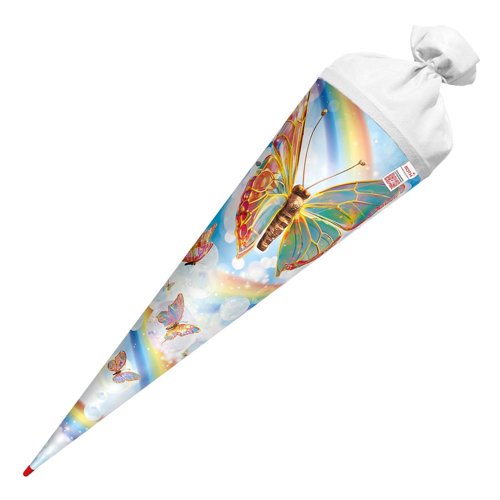 Roth Schultüte Rainbow Butterfly, 70cm, rund, Rot(h)-Spitze, Filzverschluss