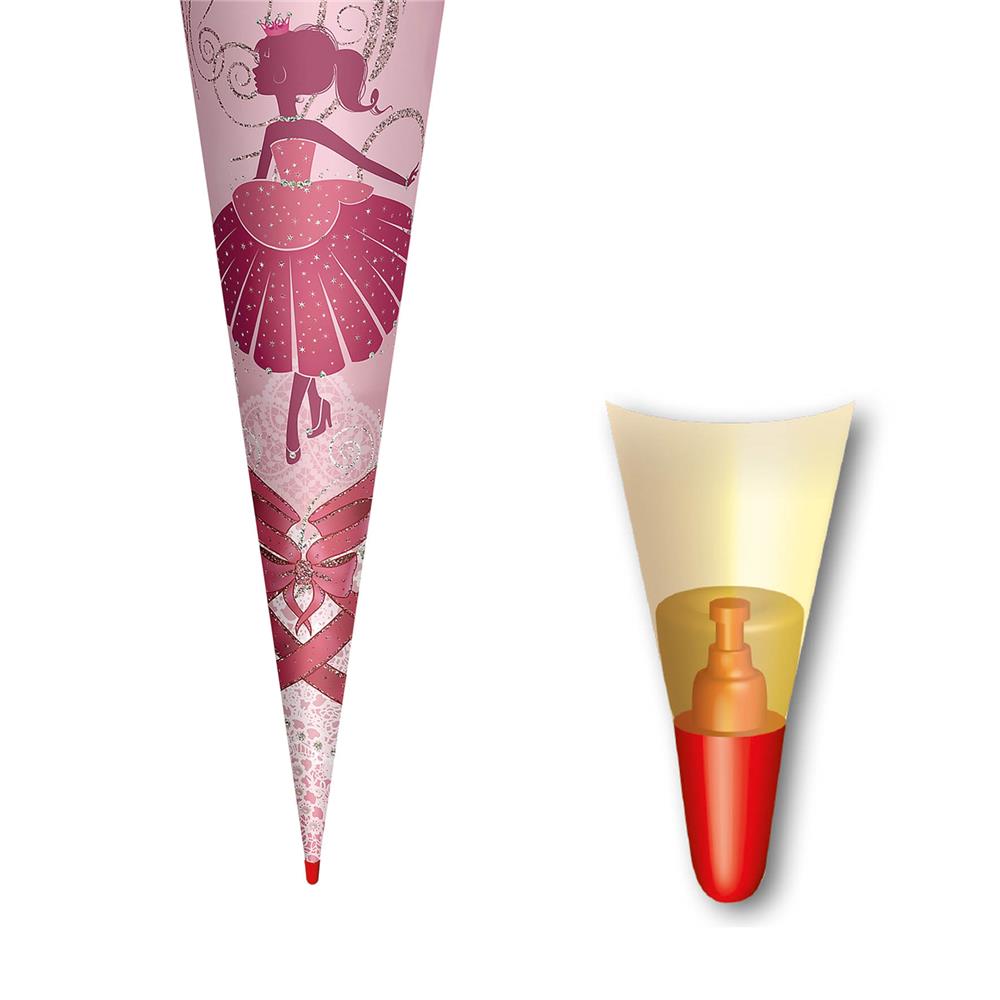 Roth Schultüte Ballerina, 70cm, rund, Rot(h)-Spitze, Filzverschluss, Glitter