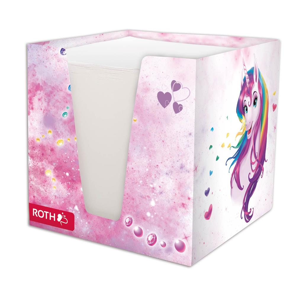 Roth Notizklotz Einhornportrait – Kinder‑Zettelbox mit Einhorn‑Motiv