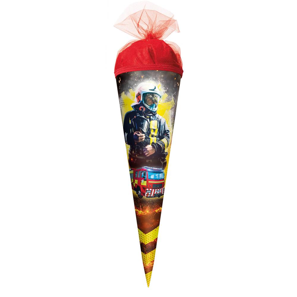 Roth Schultüte Feuerwehrmann, 50cm, rund, Tüllverschluss