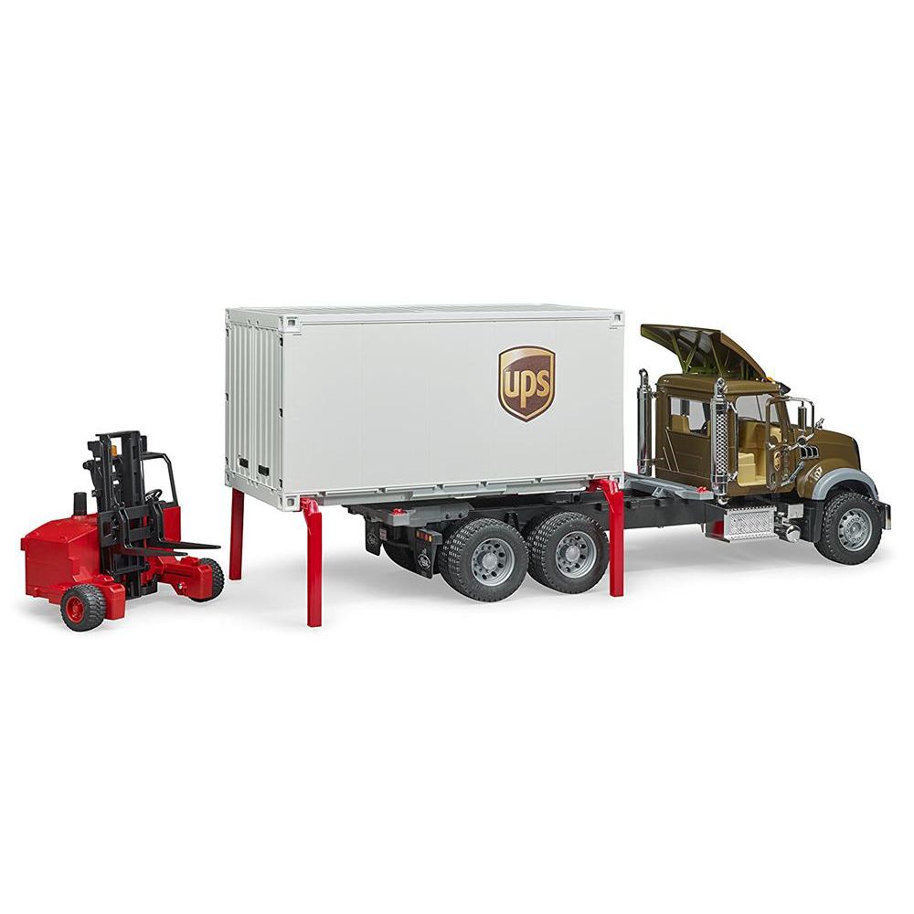 Bruder 02828 - MACK Granite UPS Logistik-LKW mit Mitnahmestapler