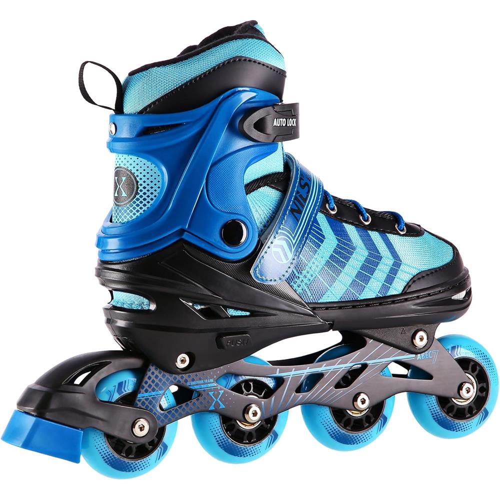 4in1 Inliner Schlittschuhe Rollschuhe Gr. 39-43, Schwarz-Blau, verstellbar | NILS EXTREME NH18192A