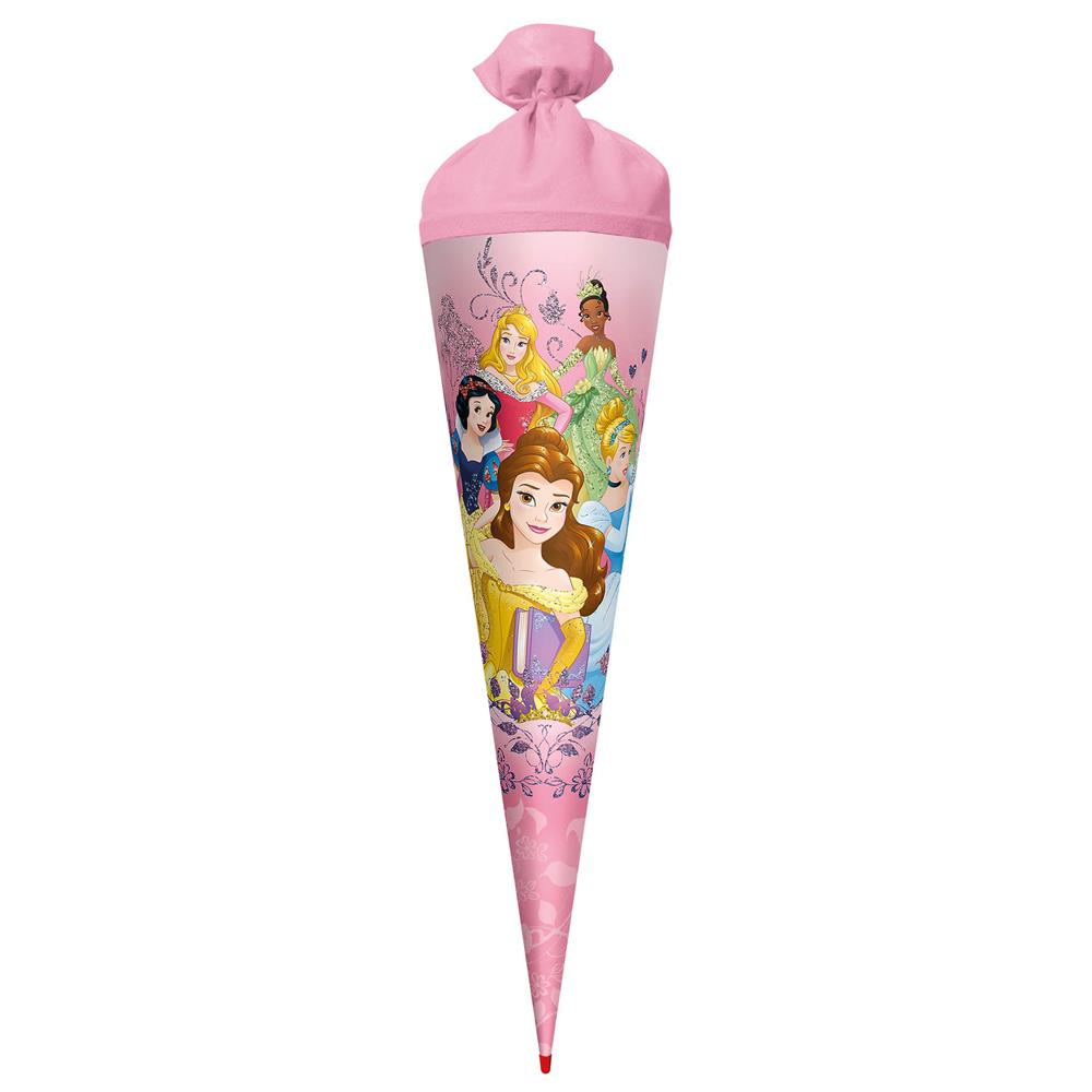 Roth Schultüte Disney Princess, 70cm, rund, Rot(h)-Spitze, Filzverschluss, Glitzer
