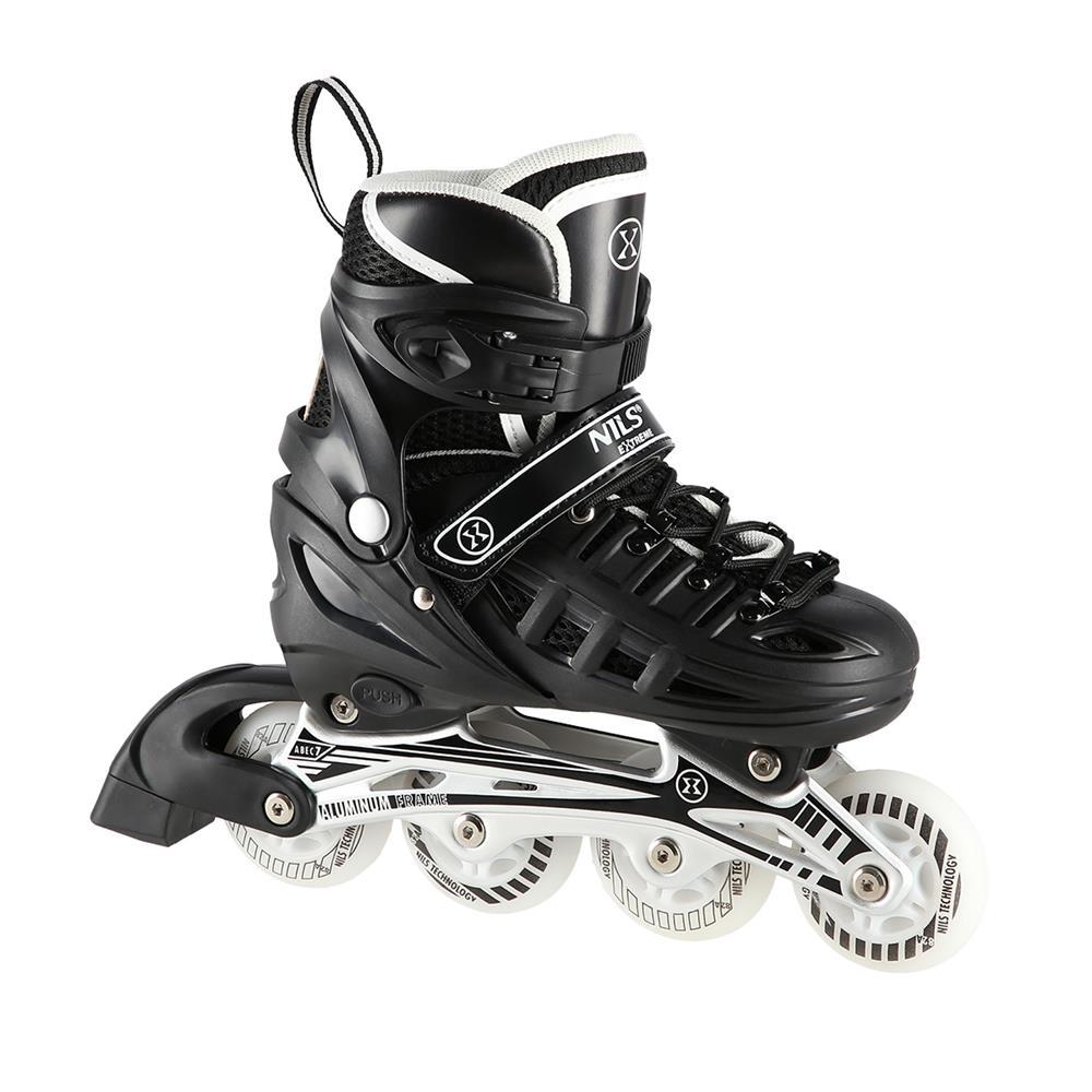 4in1 LED Inliner Schlittschuhe Rollschuhe Gr. 35-38, Schwarz, verstellbar | NILS EXTREME NH10905
