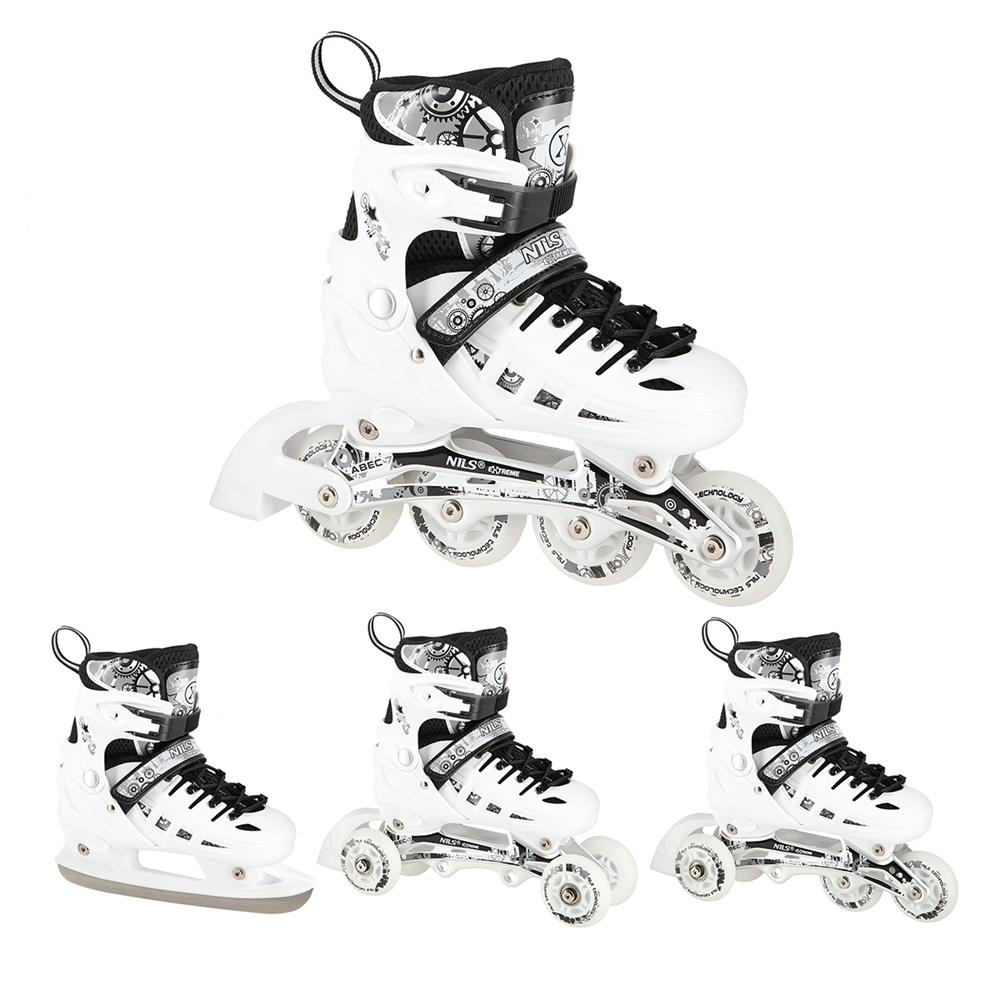 4in1 LED Inliner Schlittschuhe Rollschuhe Gr. 39-42, Weiß, verstellbar | NILS EXTREME NH10905