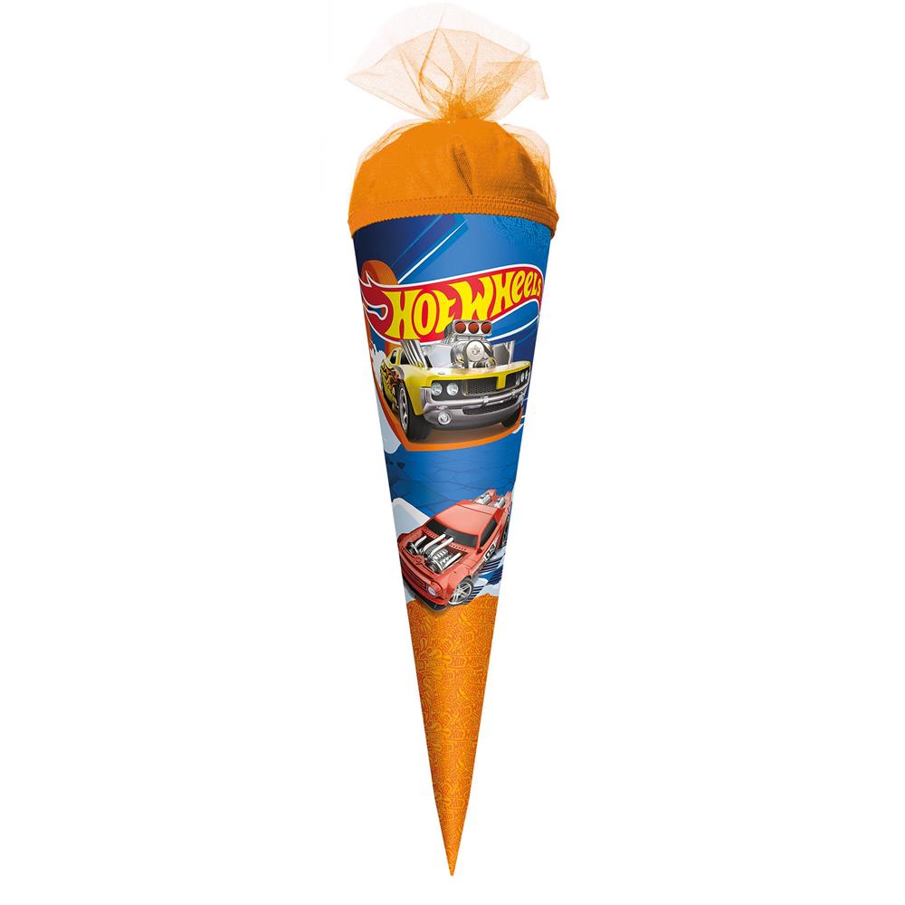 Roth Schultüte Hot Wheels, 22cm, rund, Tüllverschluss