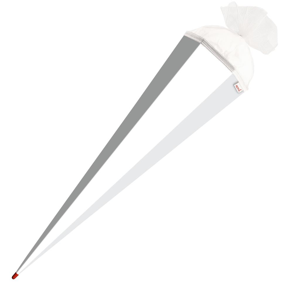 Roth Schultüte-Rohling/Basteltüte, weiß, 85cm, eckig, Rot(h)-Spitze, mit Tüllverschluss