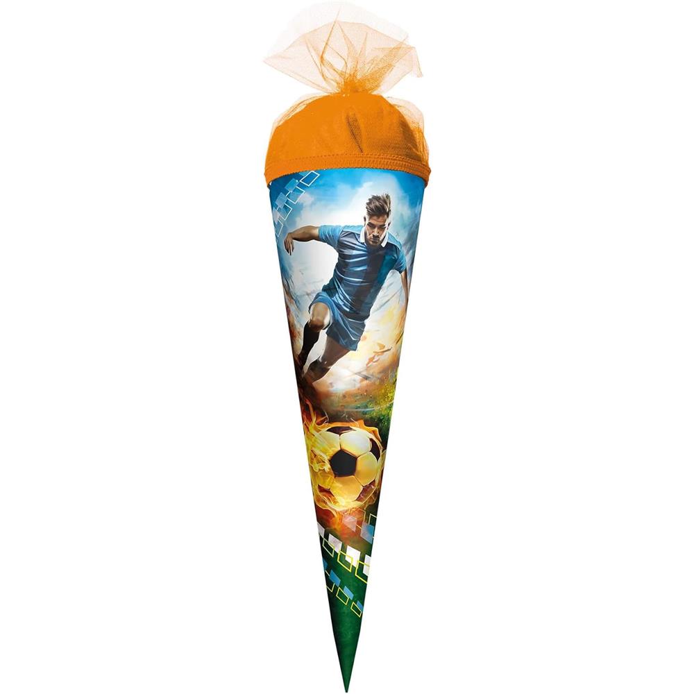 Roth Schultüte Fußballer/Soccer, 50cm, rund, Tüllverschluss