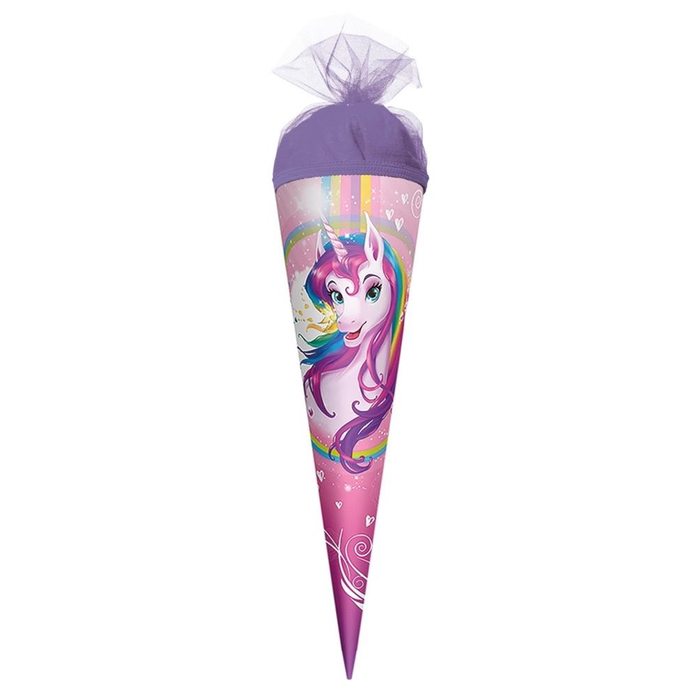Roth Schultüte Einhornportrait, 22cm, rund, Tüllverschluss