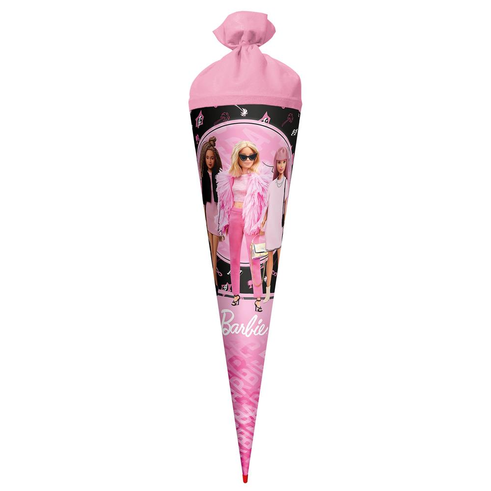 Roth Schultüte Barbie, 70cm, rund, Rot(h)-Spitze, Filzverschluss