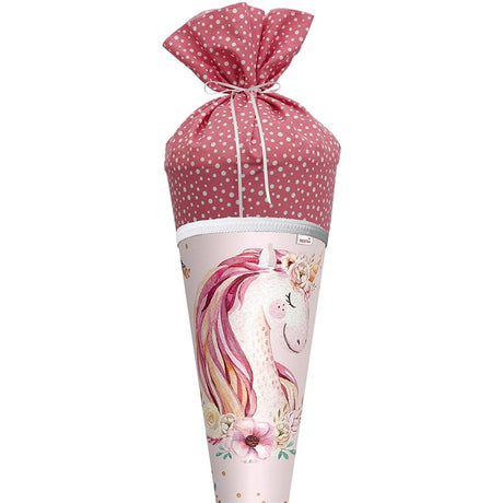 Roth Schultüte Lieblingsstück Einhornträume, 70cm, rund, Rot(h)-Spitze, mit Stoffverschluss
