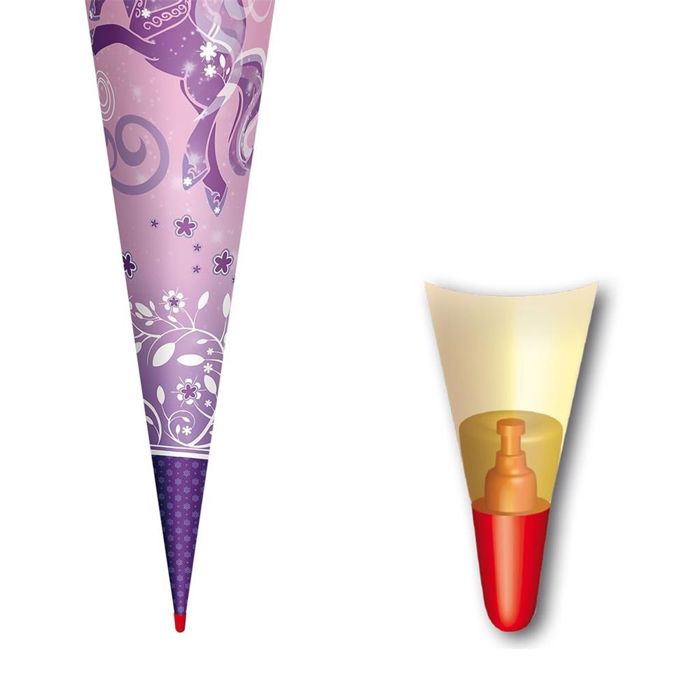 Roth Schultüte Einhorn Purple Unicorn, 70cm, rund, Rot(h)-Spitze, Filzverschluss, Glitter
