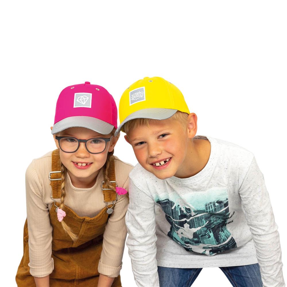 Roth ReflActions Kinder-Basecap Roar, Gelb, 5-8 Jahre, 50-54cm, mit reflektierendem Schirm