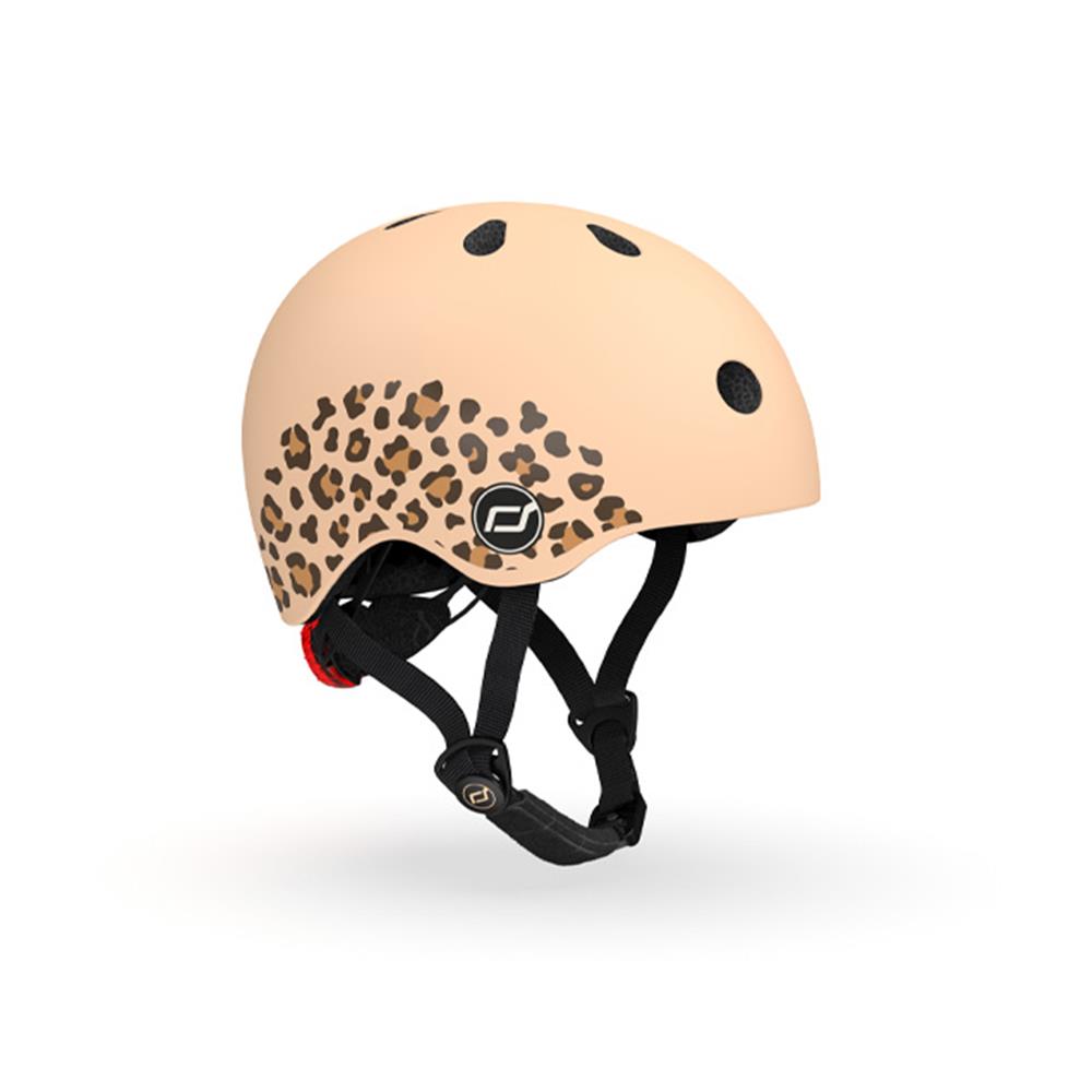 Scoot & Ride Kinderhelm Größe XXS-S (45-51 cm) leopard - Schutzhelm mit LED-Licht