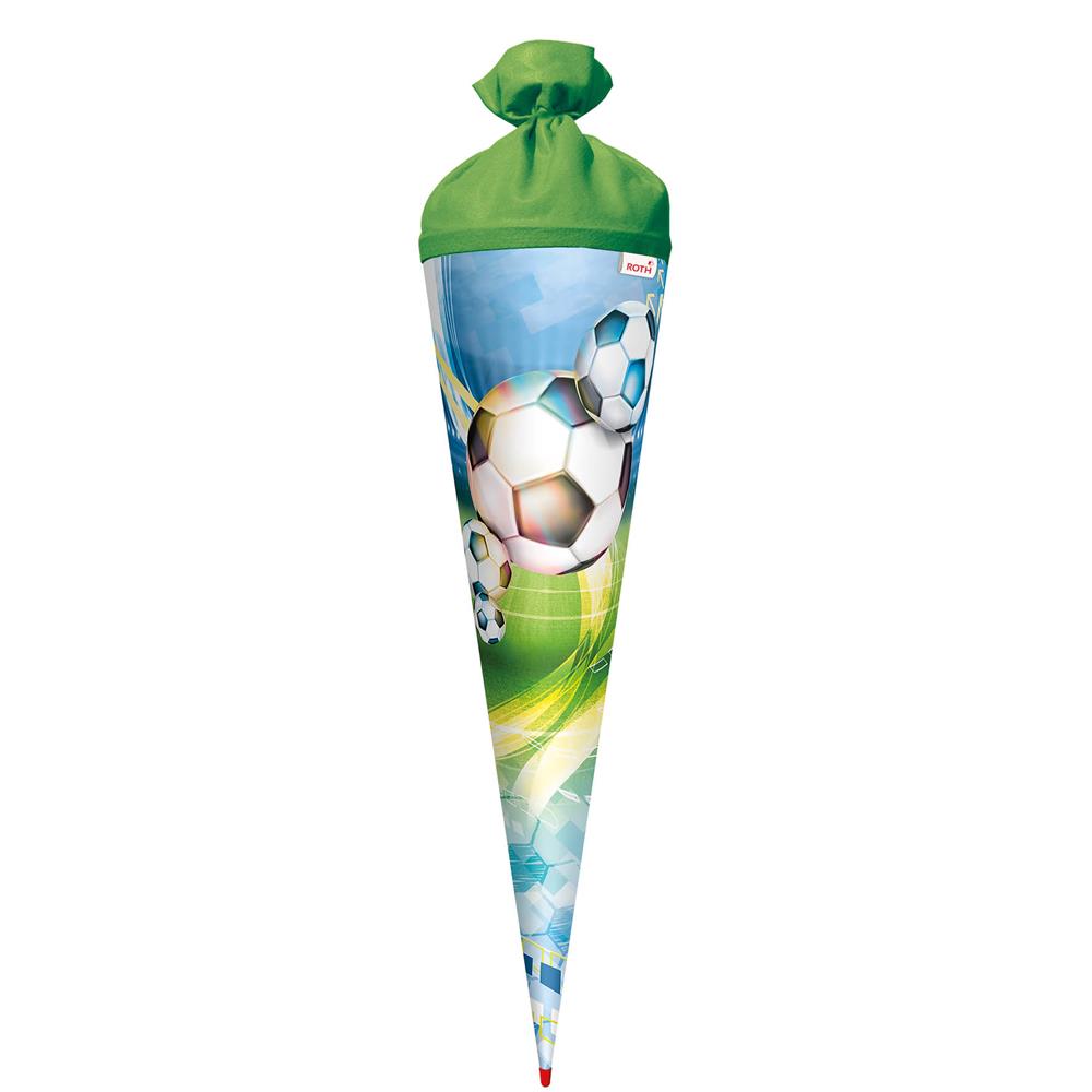Roth Schultüte Fußball, 70cm, rund, Rot(h)-Spitze, Filzverschluss
