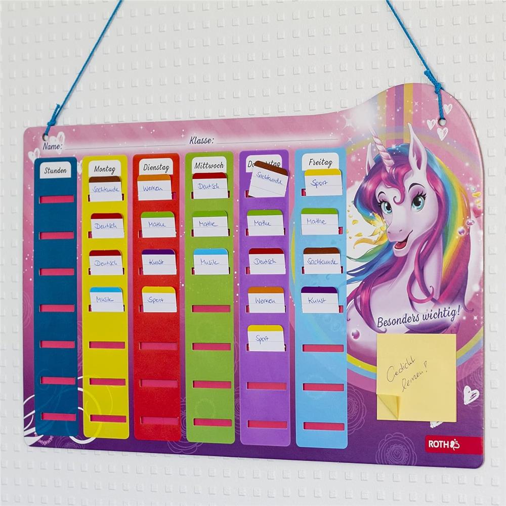 Roth Klipp&Klar Stundenplan Steck Fix, Einhornportrait, A3, Kinder-Wochenplan