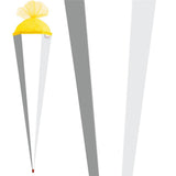 Roth Schultüte-Rohling/Basteltüte, weiß, 85cm, eckig, Rot(h)-Spitze, mit Tüllverschluss (gelb)