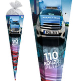 Roth Schultüte Polizei 110, 85cm, eckig, Rot(h)-Spitze, Tüllverschluss