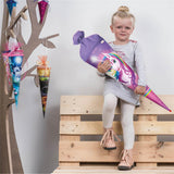 Roth Schultüte Einhornportrait, 70cm, rund, Rot(h)-Spitze, Filzverschluss