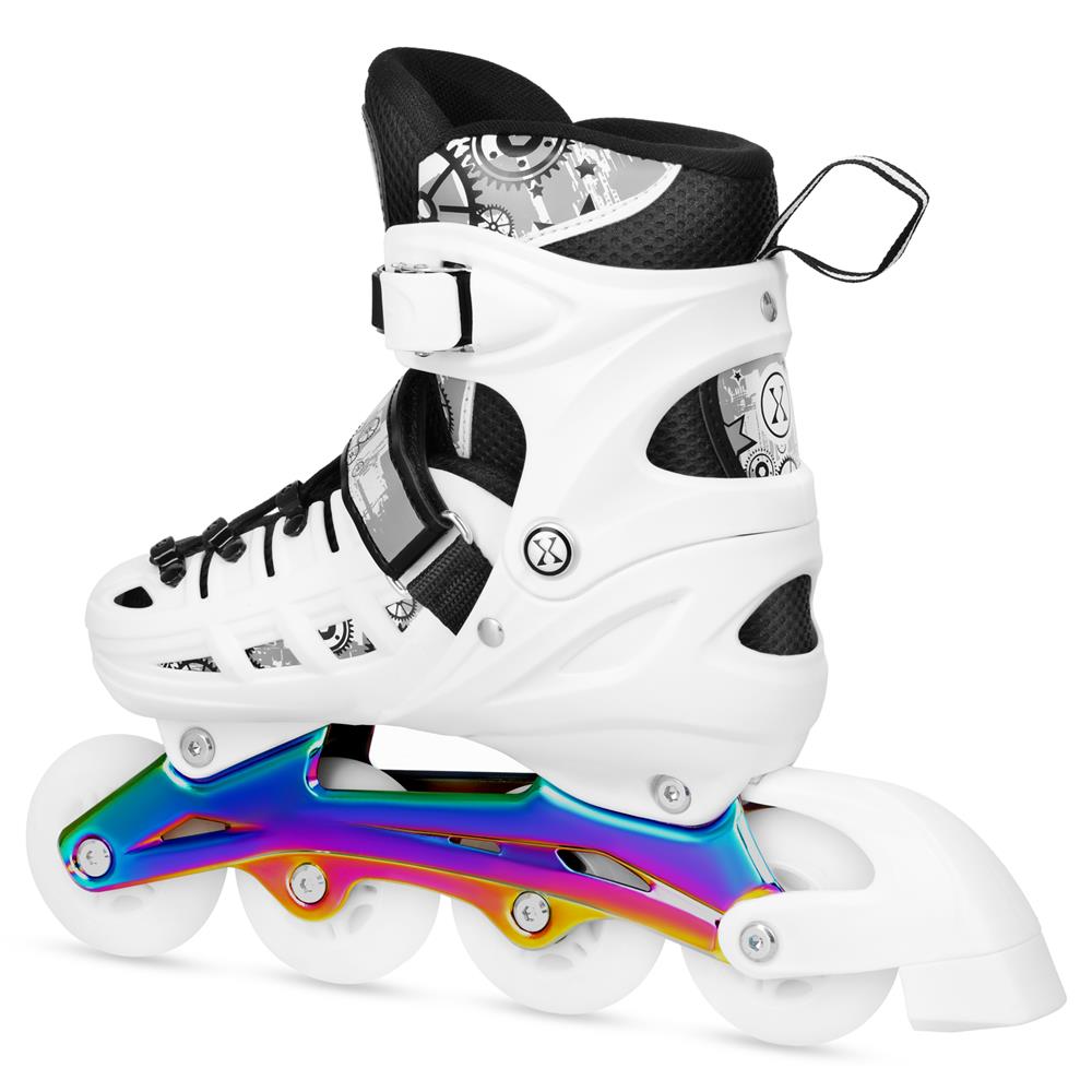 4in1 LED Inliner Schlittschuhe Rollschuhe Gr. 39-42, Weiß-Rainbow, verstellbar | NILS EXTREME NH10905