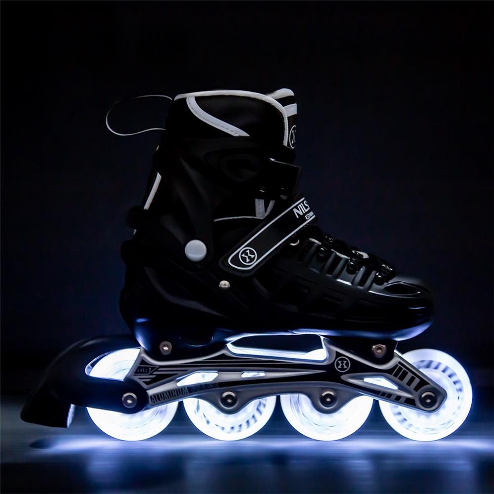 4in1 LED Inliner Schlittschuhe Rollschuhe Gr. 31-34, Schwarz, verstellbar | NILS EXTREME NH10905