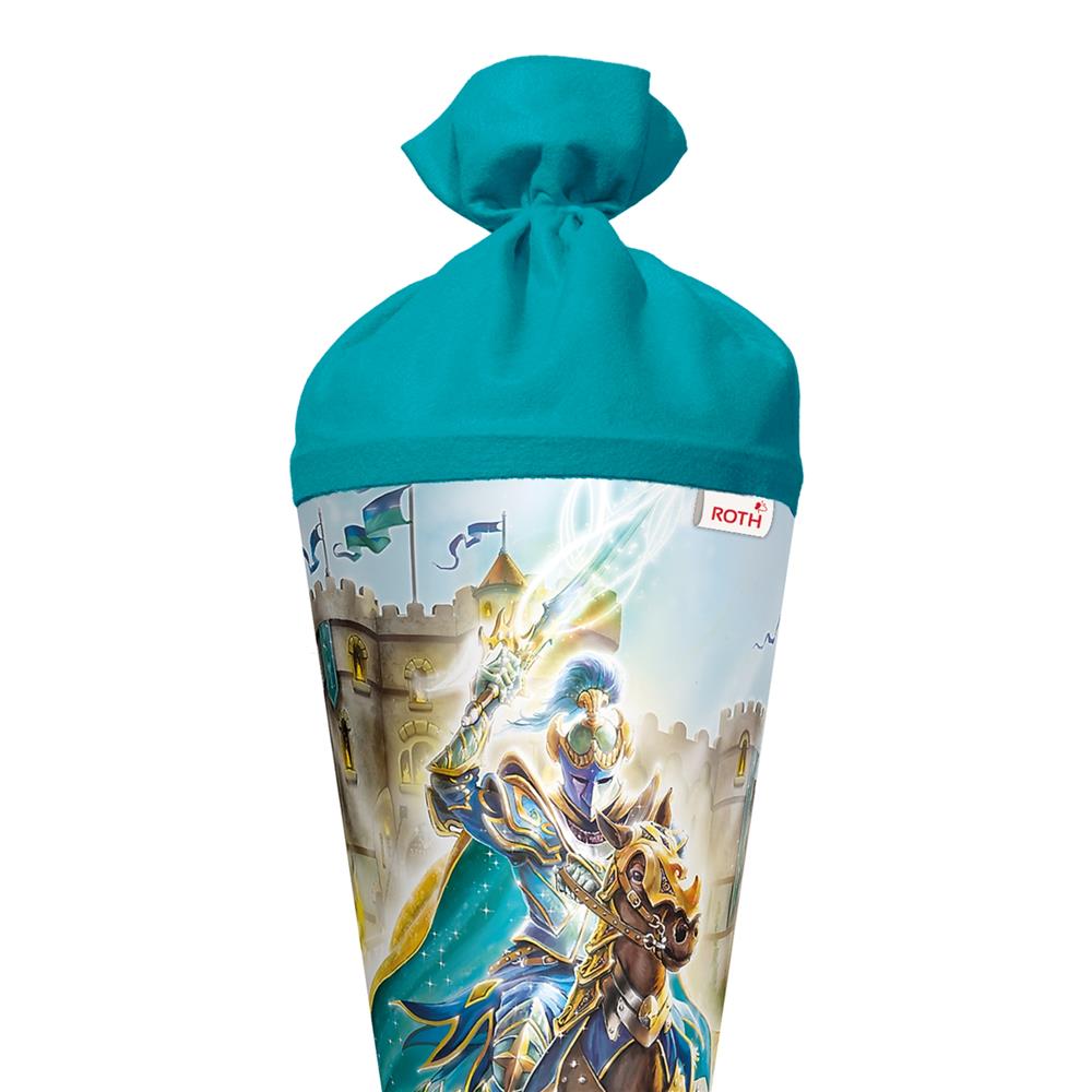 Roth Schultüte Ritter, 70cm, rund, Rot(h)-Spitze, Filzverschluss