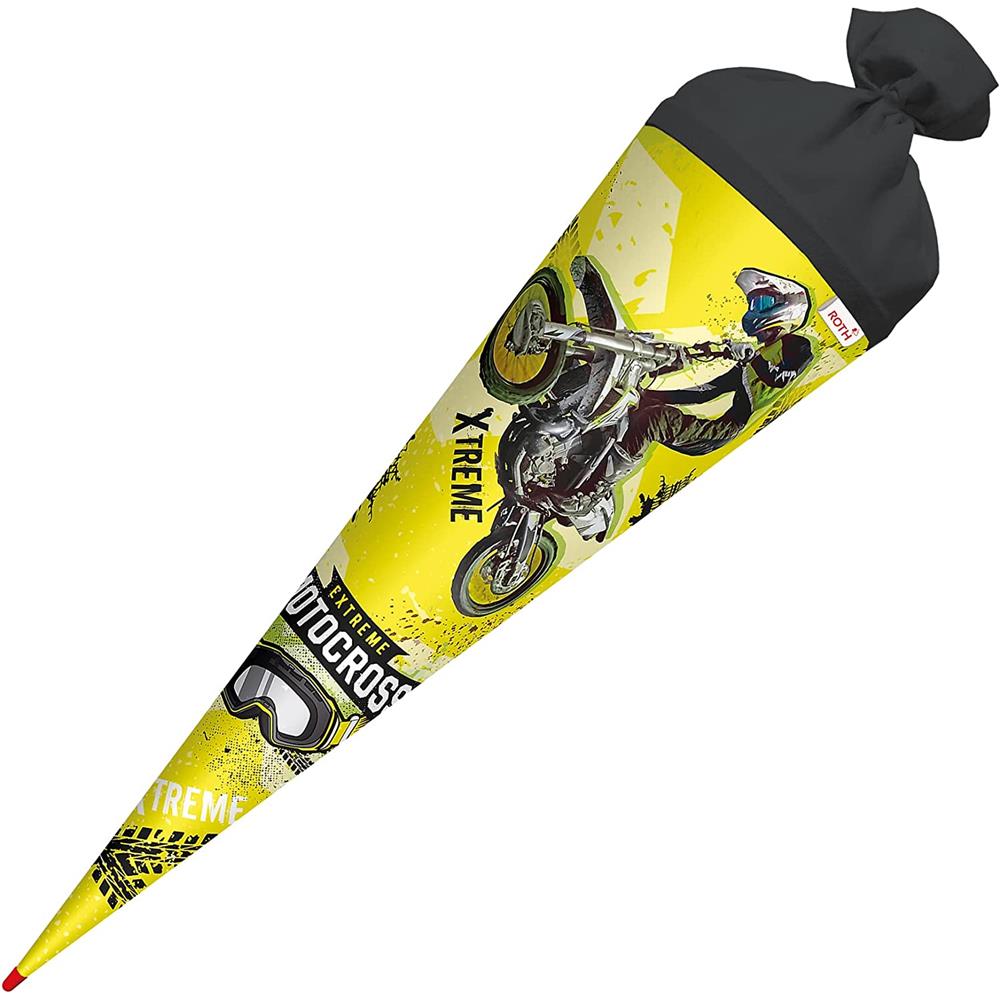 Roth Schultüte Extreme Motocross, 70cm, rund, Rot(h)-Spitze, Filzverschluss