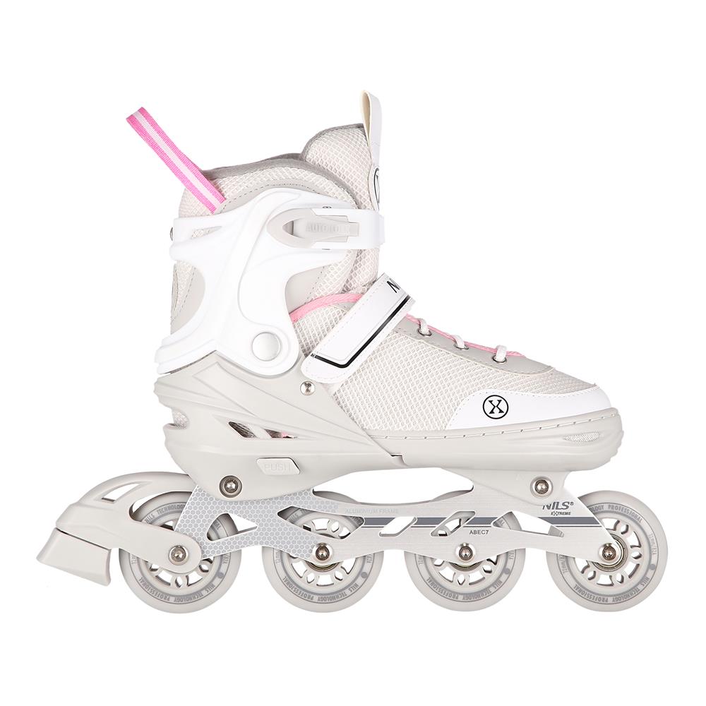 2in1 Inliner Schlittschuhe Gr. 39-43, Grau-Rosa, verstellbar | NILS EXTREME NH18188A