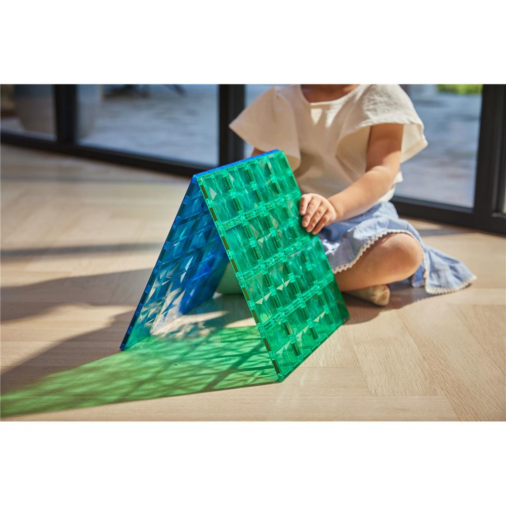 Cleverclixx Große Grundplatten Blau Grün 2er Set, Stabilisierung für Magnetbausteine, kompatibles Zubehör, große Bauweise