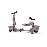 Scoot & Ride Highwaykick 1 Lifestyle, brown lines - Kinderroller mit Aufbewahrungsbox
