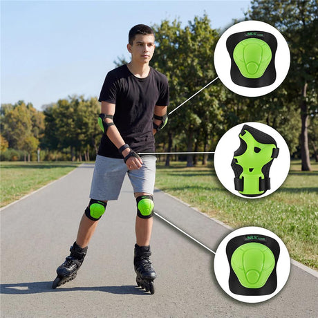 NILS EXTREME H210 Schoner-Set, Schwarz-Grün, S - Protektoren Handgelenk Ellenbogen Knie