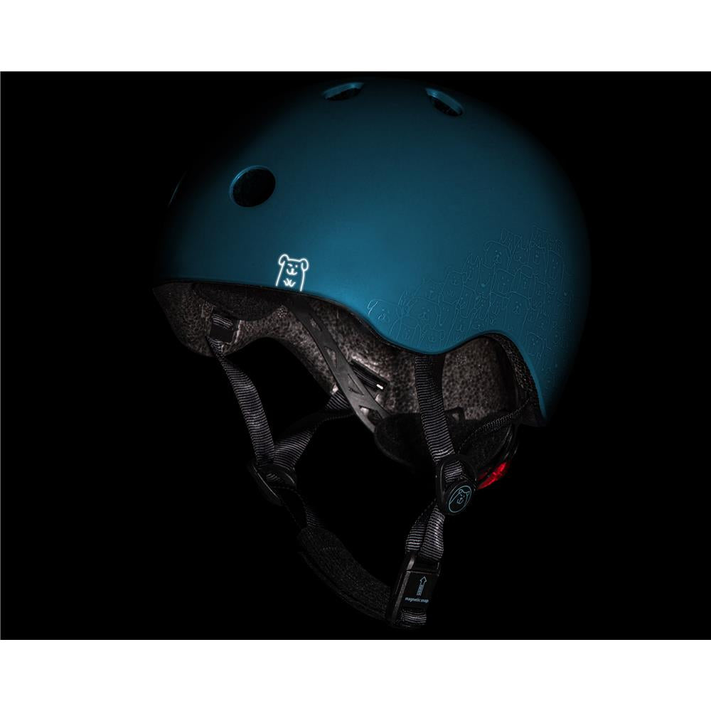 Scoot & Ride Reflektierender Kinderhelm Größe XXS-S (45-51 cm) steel - mit LED-Licht