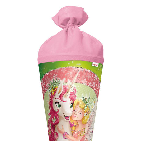 Roth Schultüte Einhornglück, 70cm, rund, Rot(h)-Spitze, Filzverschluss, Glitter