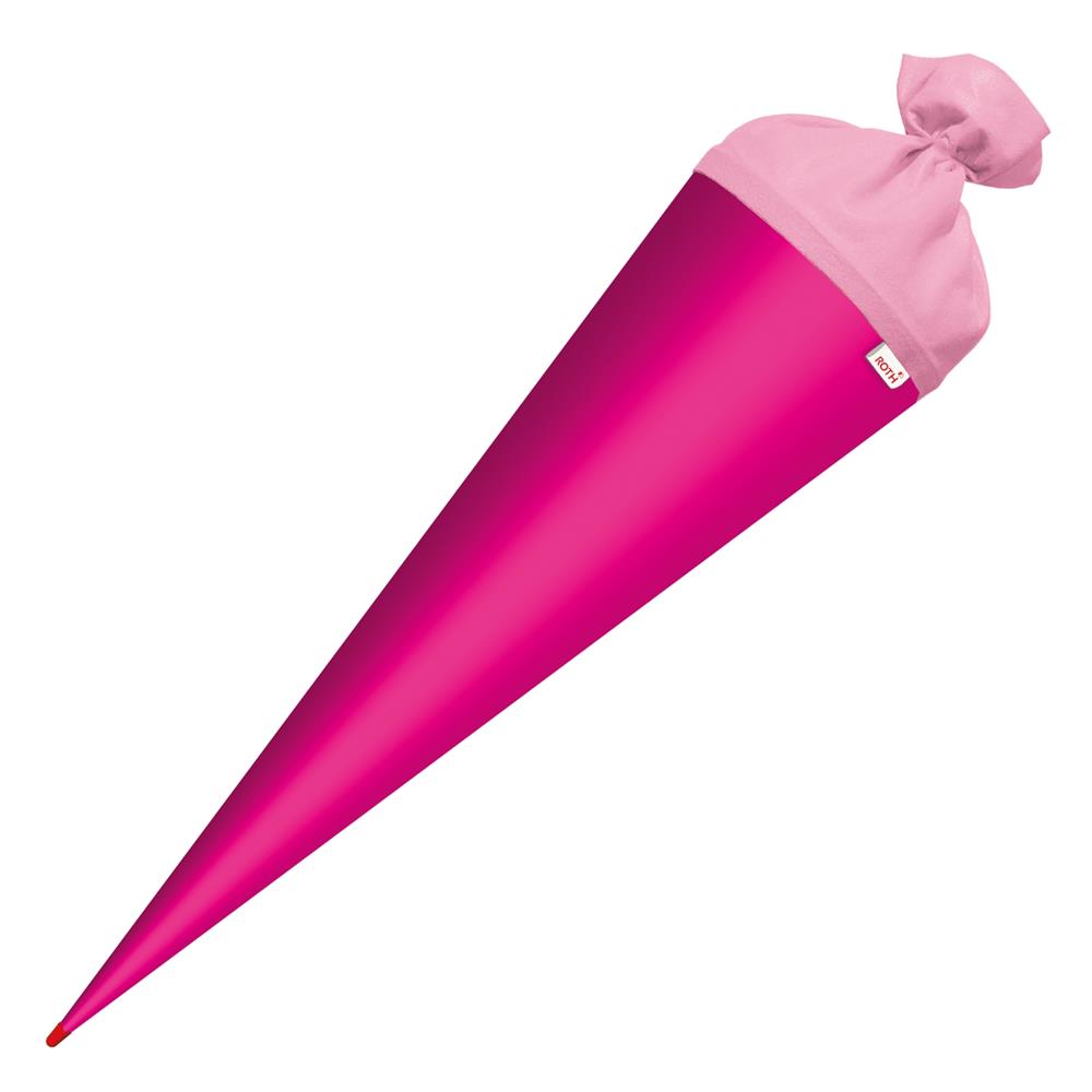 Roth Schultüte-Rohling/Basteltüte, pink, 70cm, rund, Rot(h)-Spitze, mit Filzverschluss