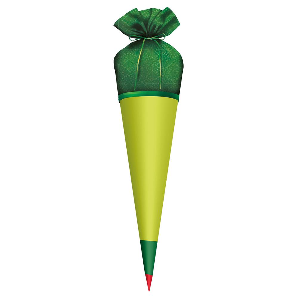 Roth Schultüte Stoffbezug mit Satinschleife, grün, 70cm, rund - ohne Rohling