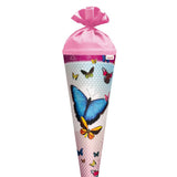 Roth Schultüte Butterfly, 70cm, rund, Rot(h)-Spitze, Filzverschluss, Glitter